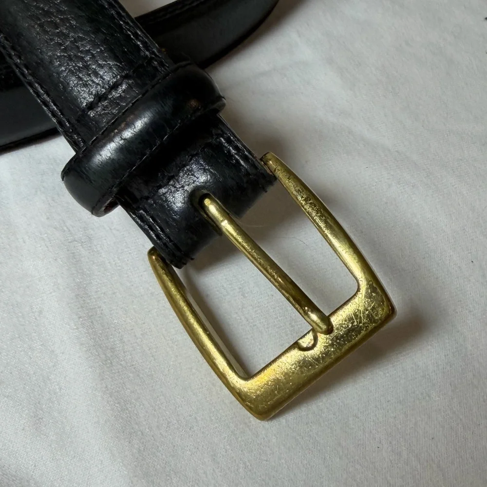 Men's Cole Haan Size 40 Genuine Black Leather Belt with Gold Buckle